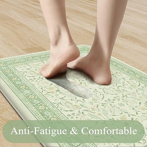 Miniatura 9 de Sungea Alfombrillas de cocina antifatiga para piso, 2 piezas, impermeables, antideslizantes, acolchadas, ergonómicas, cómodas, de espuma para pie,