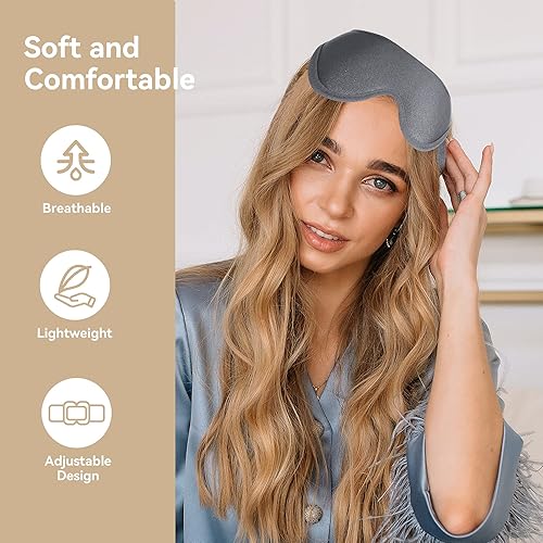 Miniatura 5 de Máscara de dormir para hombres y mujeres, cubre ojos contorneados profundos 3D mejorados para dormir con correa ajustable, bloqueo de luz, cubierta