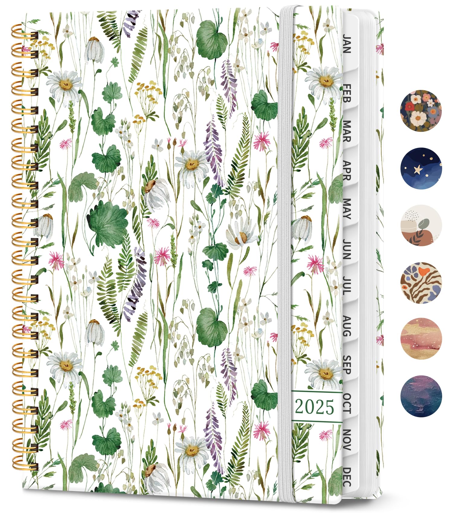2025 Planner - Weekly and Monthly Planner, Jan 2025 to Dec 2025, Hardcover 2025 Calendar Planner Book with Monthly Tabs, Inner Pocket, Ideal for Office Home School Supplies - A5 (6.3" x 8.5"), Spring Flowers