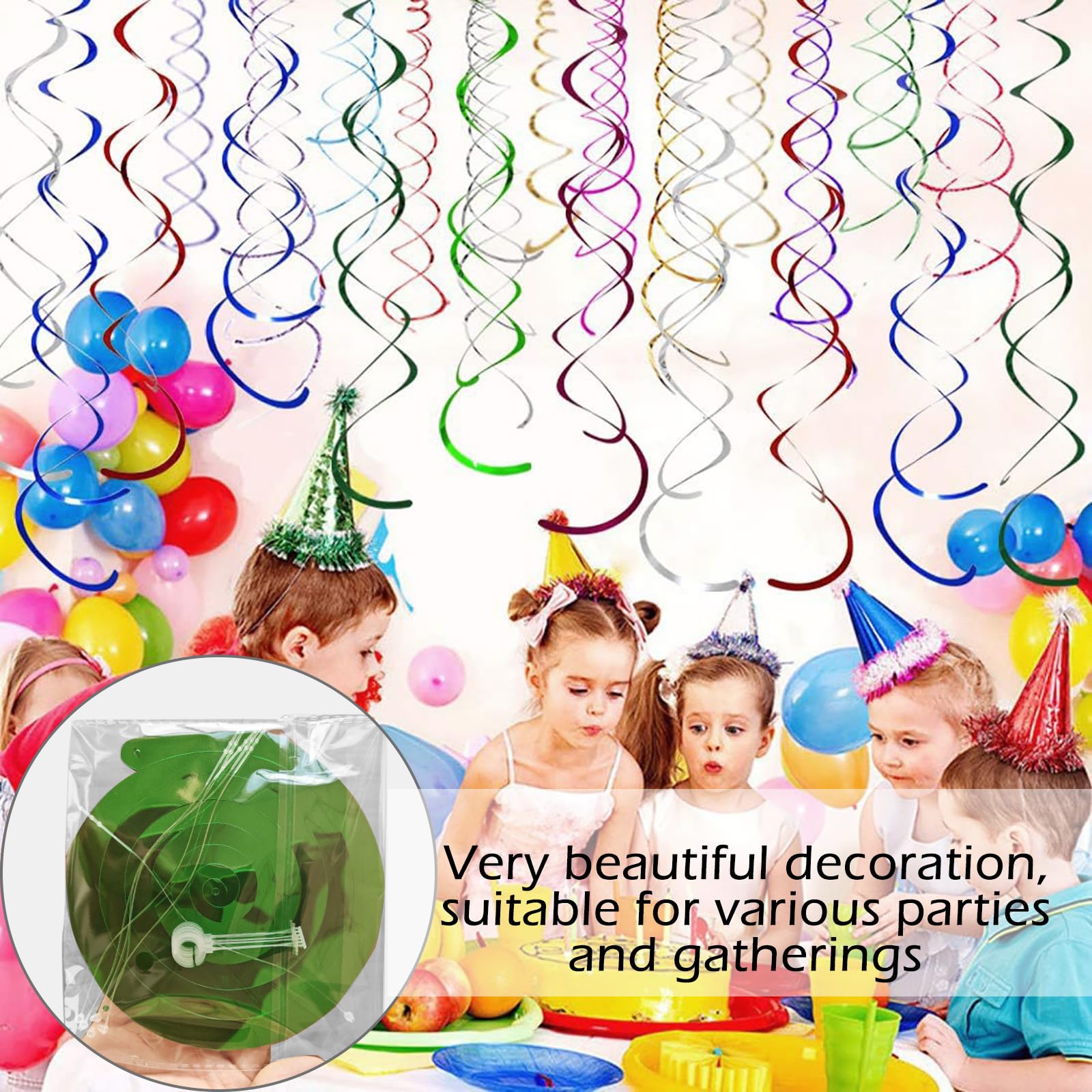 54 vortici colorati da appendere, per feste, spirali a spirale, decorazioni da appendere per compleanni, matrimoni, baby shower, forniture per feste