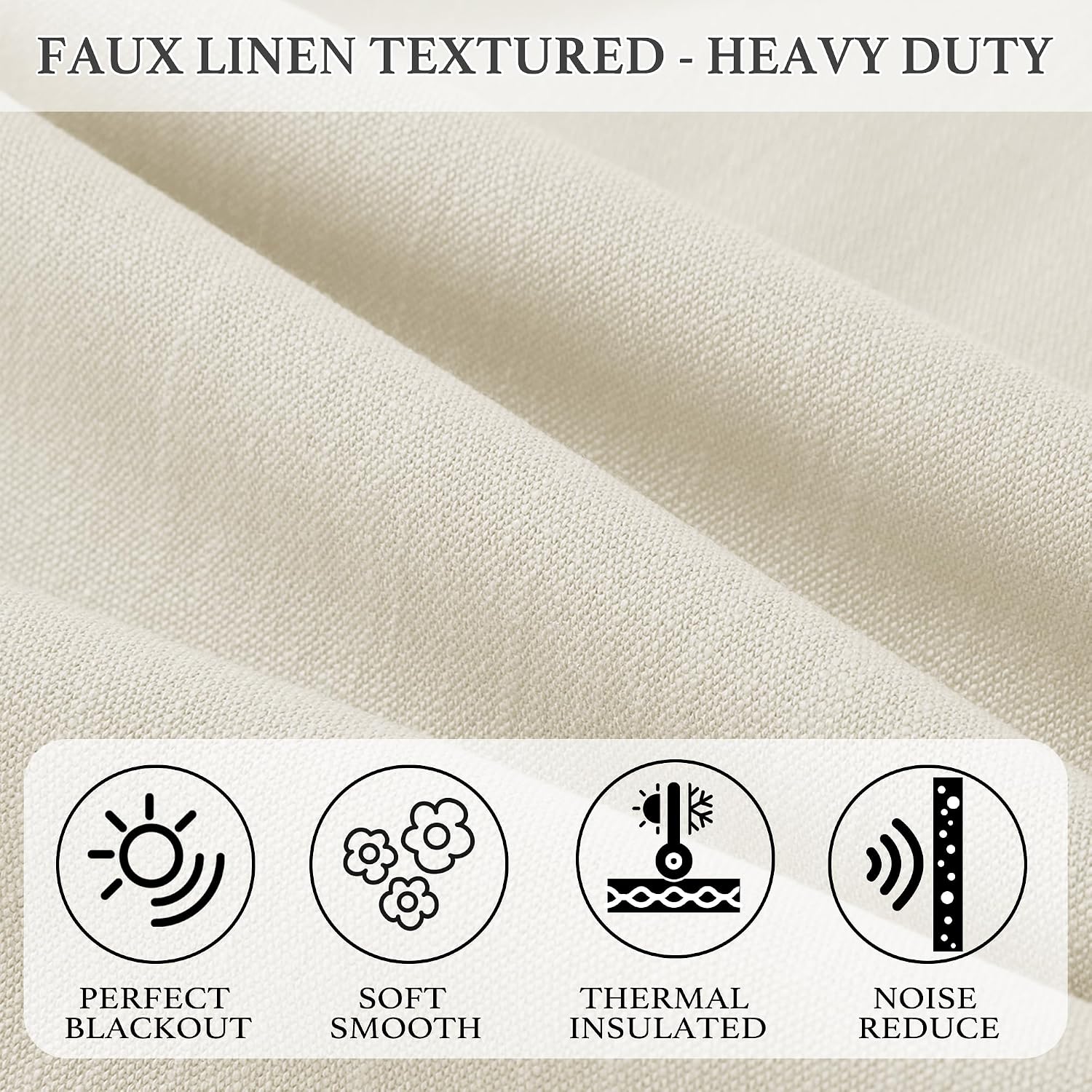KGORGE Heavy Faux Linen Curtains for Bedroom, Farmhouse Pinch Pleated Blackout Thermal Insulated Soundproof Drapes for Living Room Nursery, Linen, Wide 52 x Long 96 inch, 2 Panels