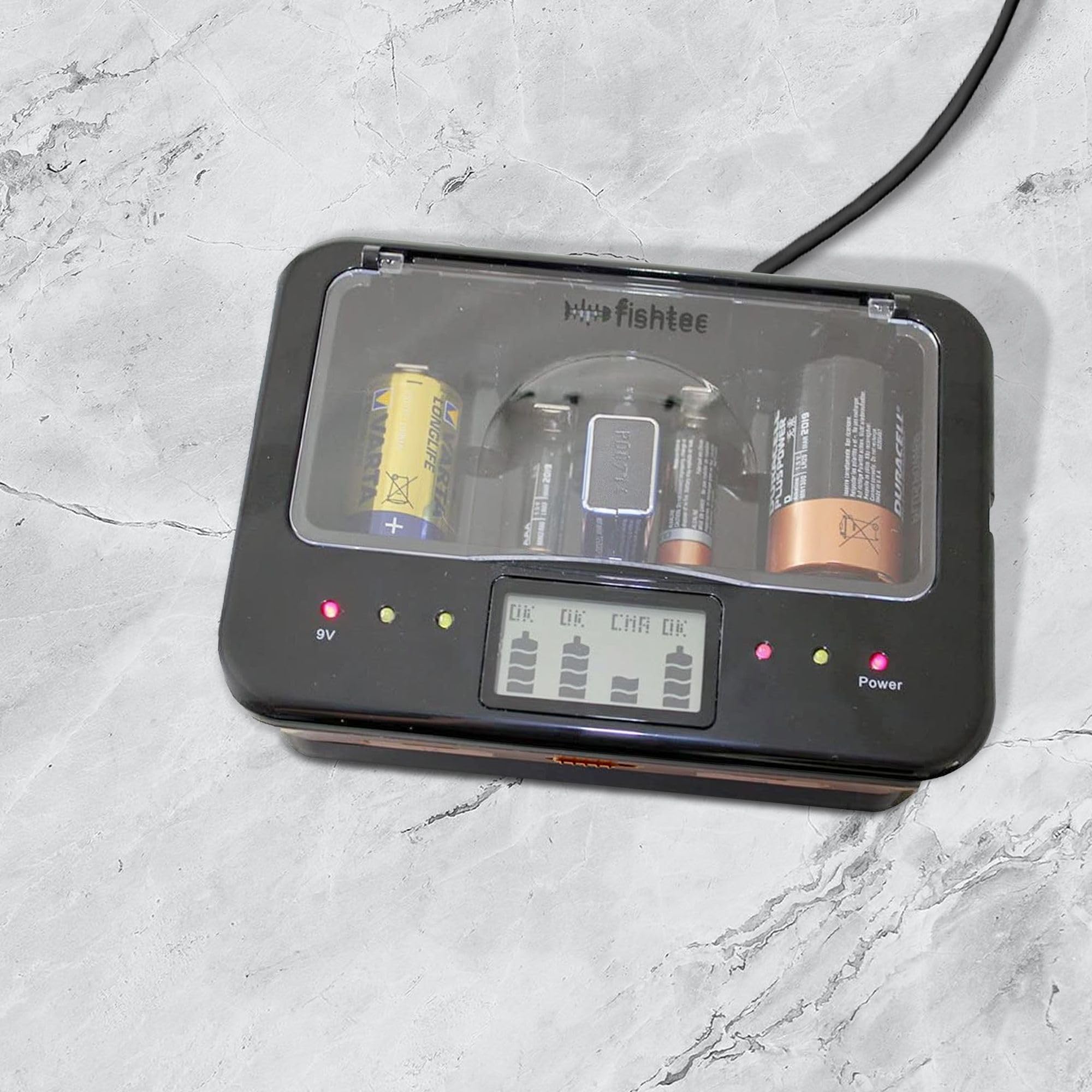 FISHTEC - Chargeur Universel de Piles Rechargeables - LR3 LR6 LR14 LR20 9V Ni-MH Ni-CD alcalines - Ecran LCD voyants LED - 2 Ports USB pour Smartphones tablettes Maison Bureau économie de Piles