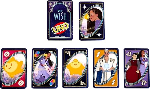 Miniatura 5 de Mattel Games UNO - Juego de cartas de deseos de Disney para niños, noche familiar y adultos con personajes de la película y regla especial, 2 a 10