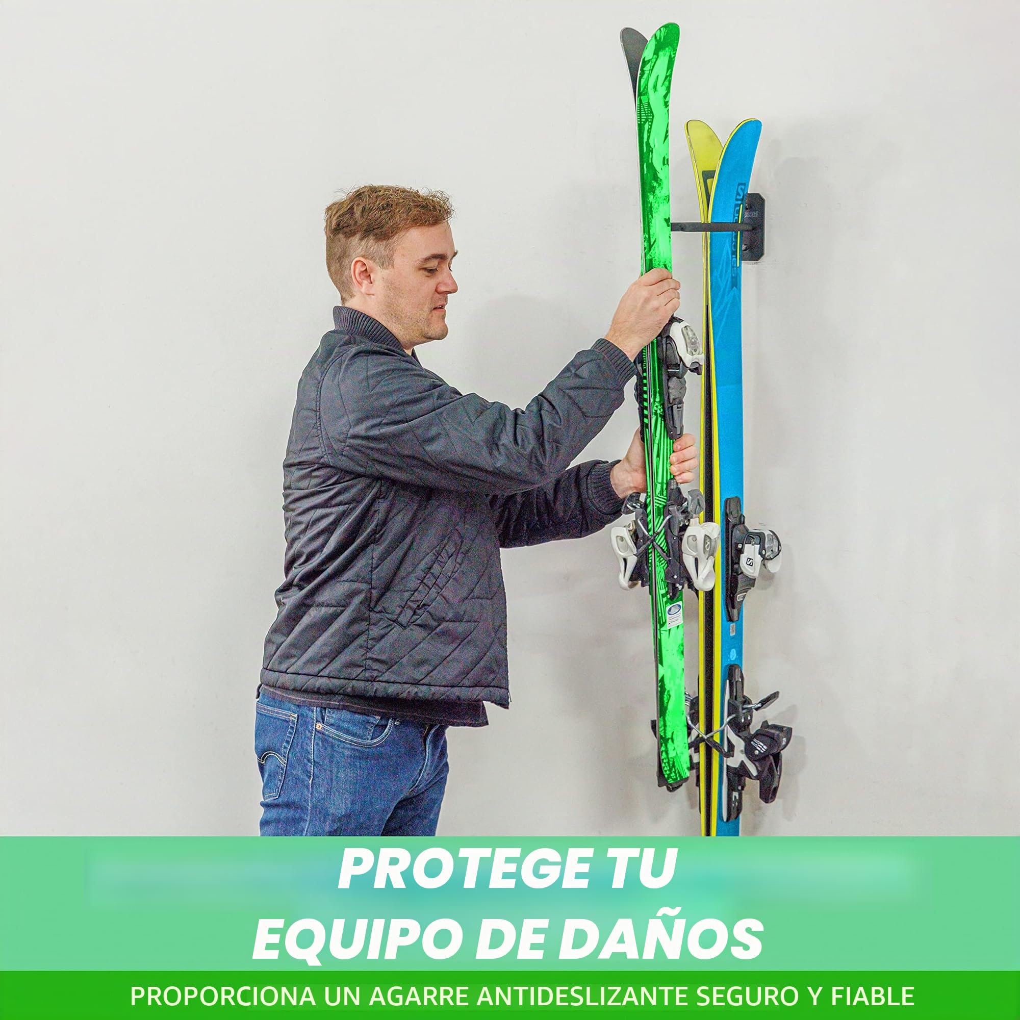 Estante de Almacenamiento para esquí y Snowboard montado en la Pared, 2 u 8 tamaños