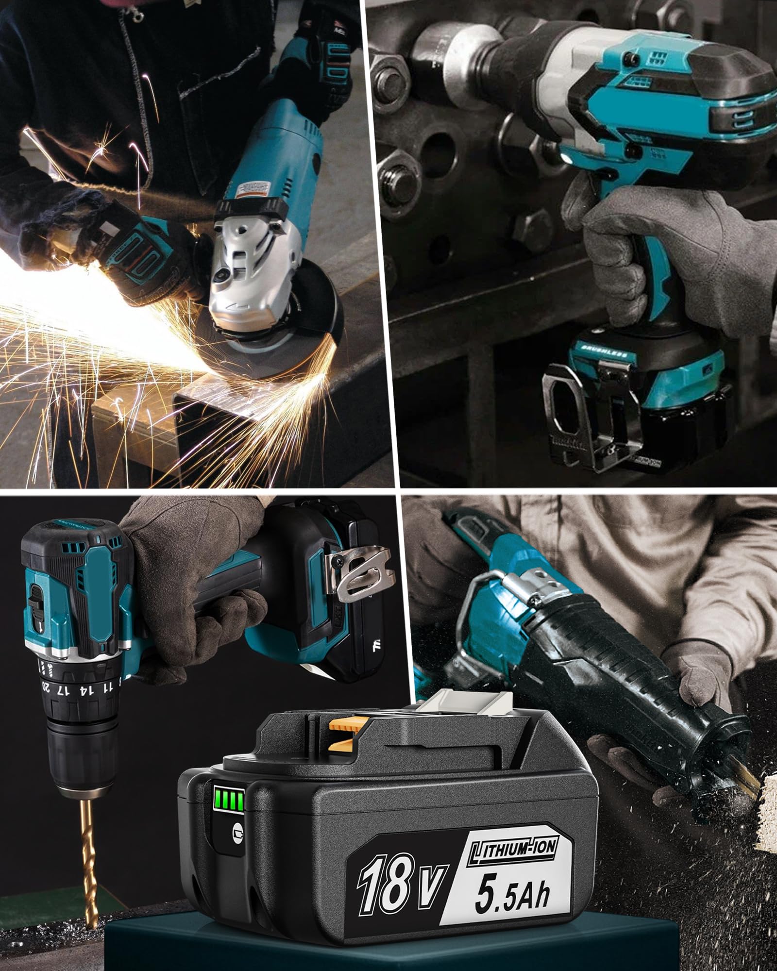 2 sztuki 18 V 5000 mAh akumulator zamienny do Makita BL1850 BL1850B BL1860B BL1860 BL1840B BL1840 BL1830 BL1835 BL1845 194204-5 LXT-400 ze wskaźnikiem LED z pokrywą baterii