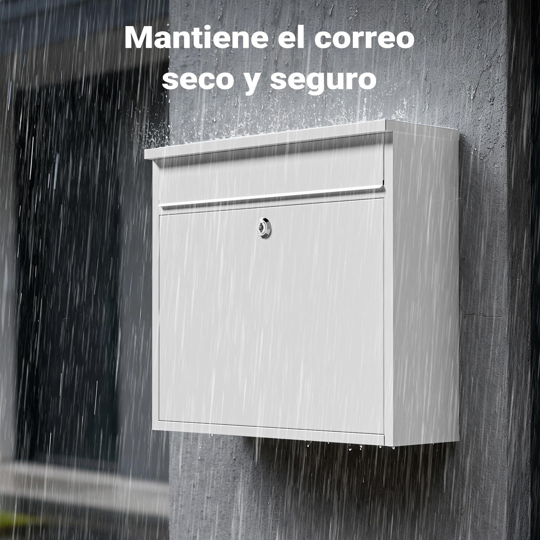 Wiltec Buzón V13 de Pared Blanco en Acero galvanizado Correo Postal Decorativo
