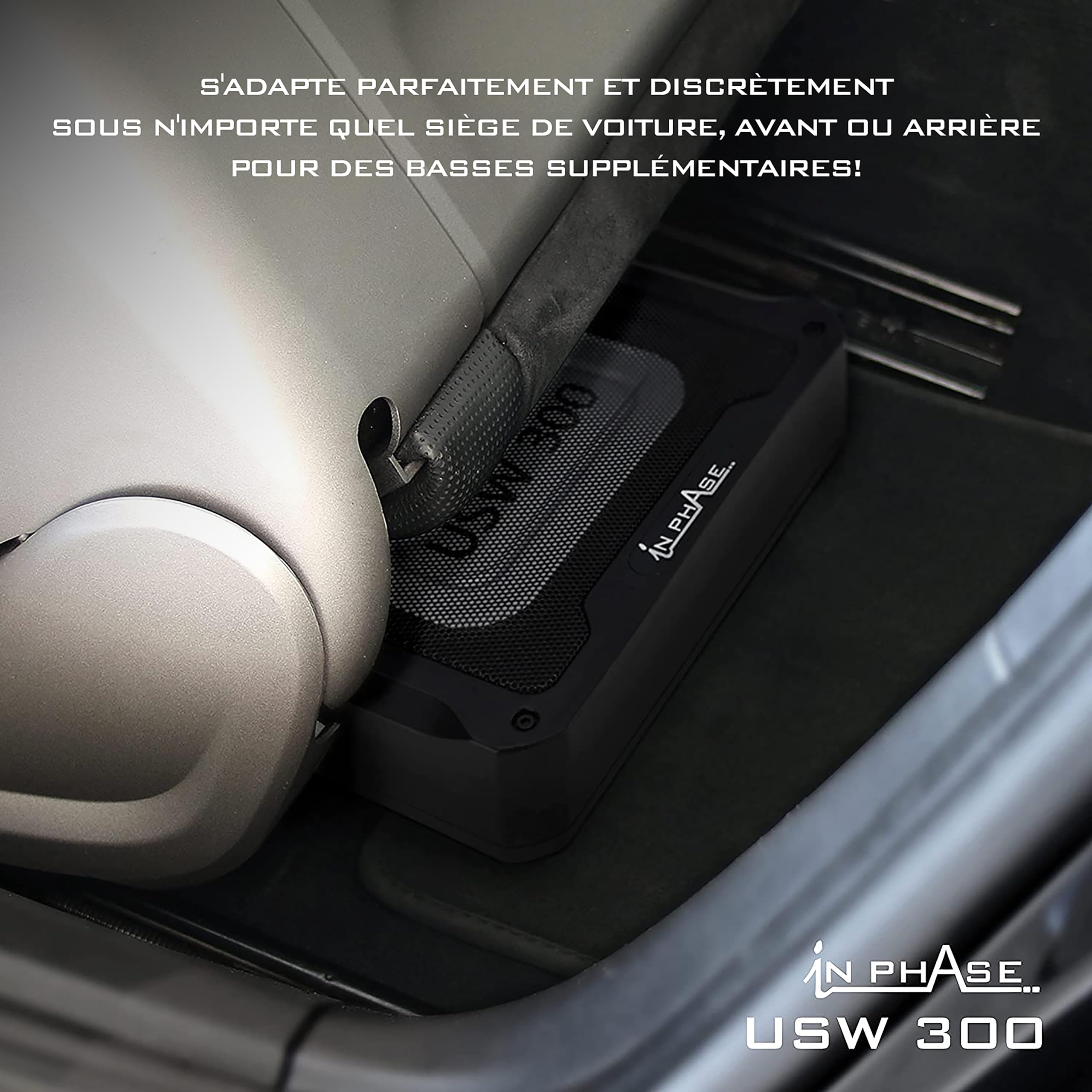 In Phase USW300 - Caisson de Basse sous Le siège de Voiture