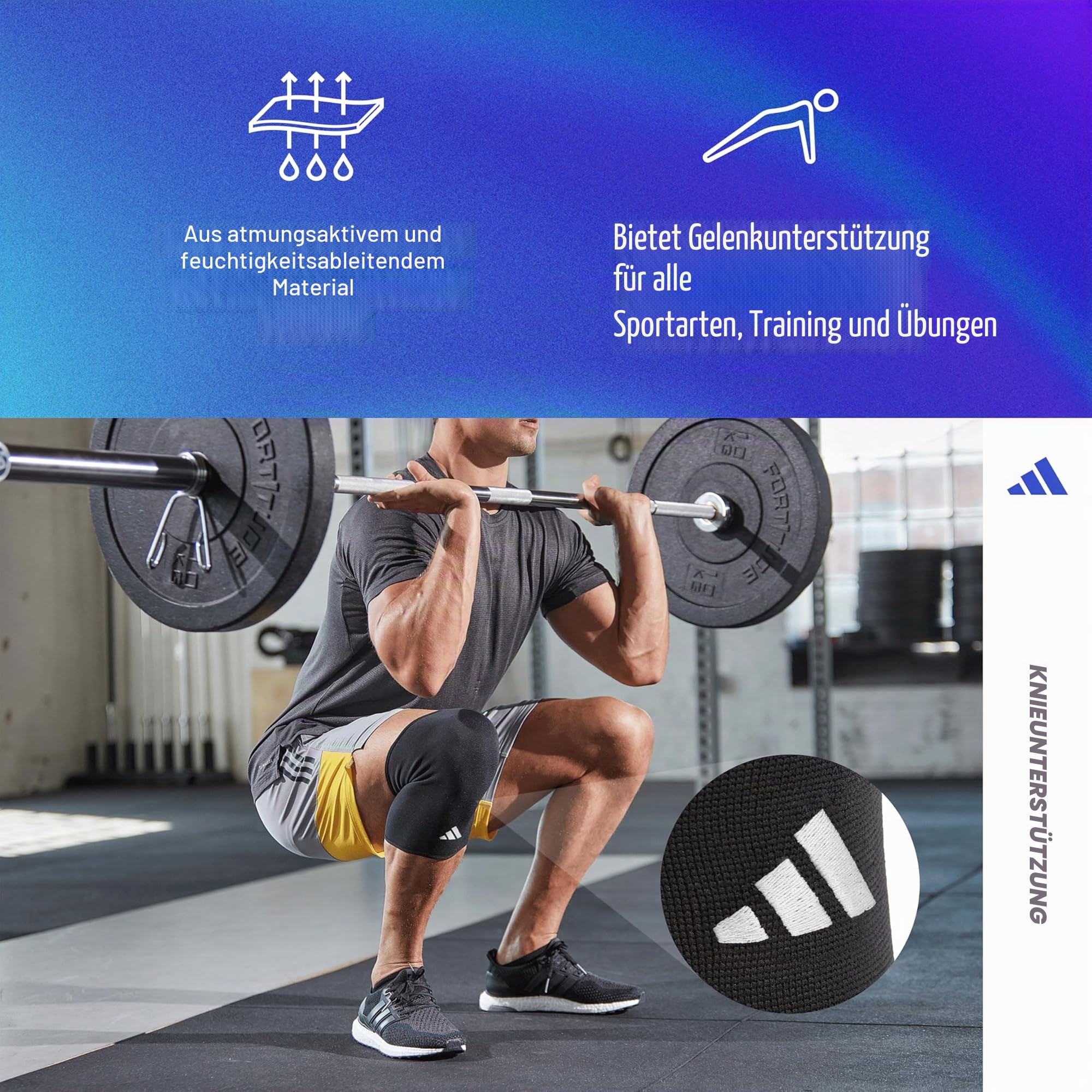 adidas Kniebandage Bandagen, Schwarz, S