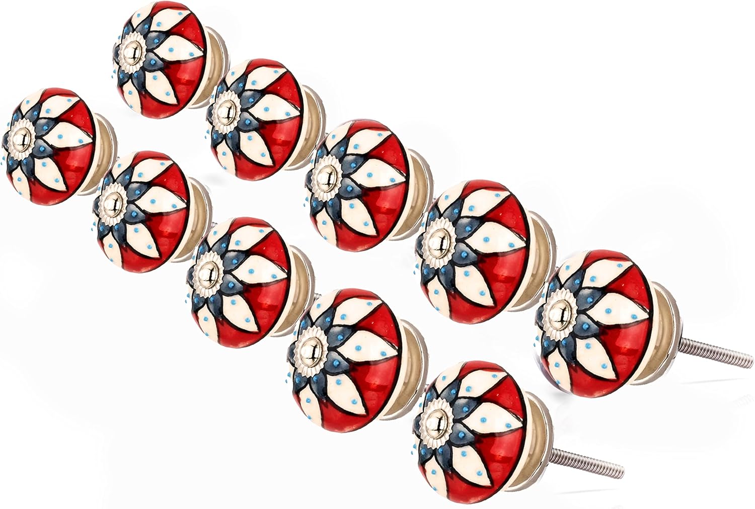 Ceramic Cabinet Knobs 10 Pack Mona Lisa 1-4/7 in. Red Ceramic Knobs Drawer Knobs Drawer Pull Knobs for Kitchen Cabinet Bathroom Cabinet Drawer Wardrobe Cabinet