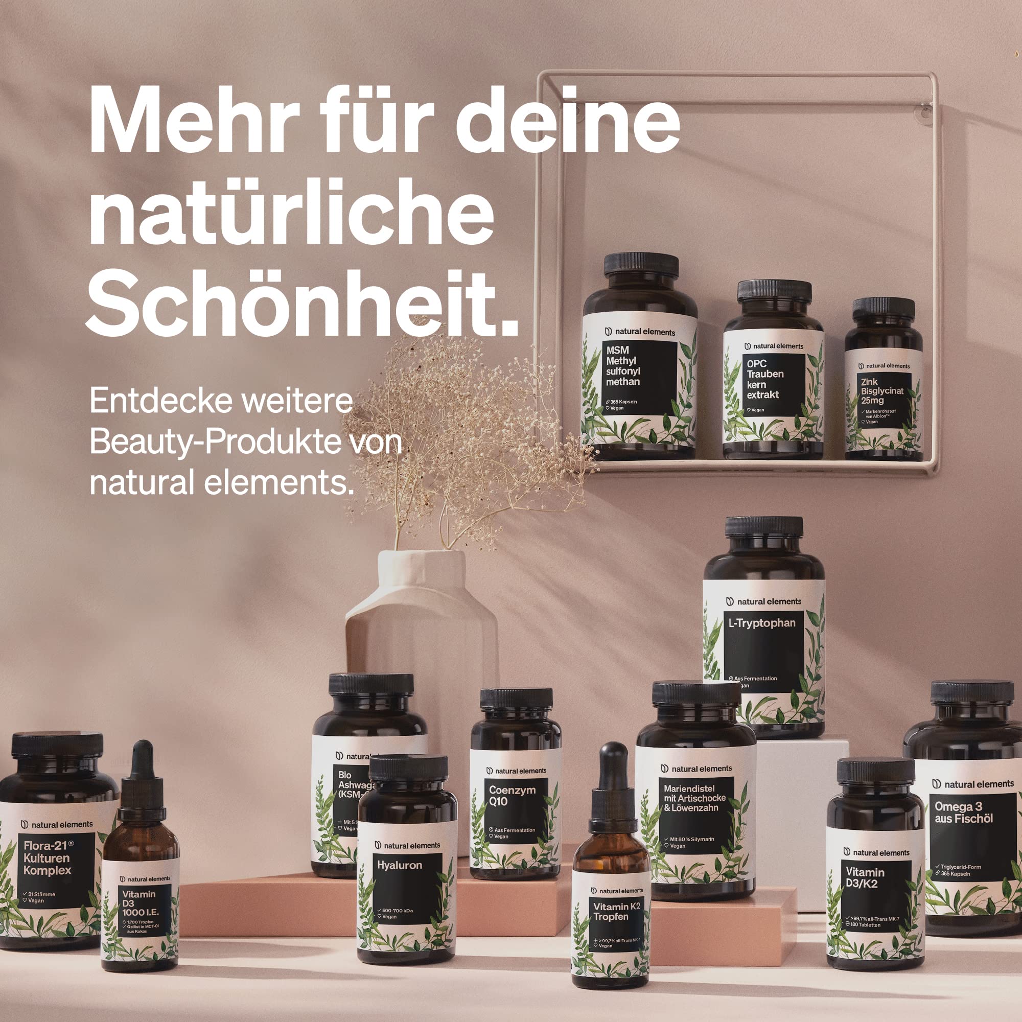 natural elements OPC Traubenkernextrakt - 240 hochdosierte Kapseln für 8 Monate - Reines OPC aus europäischen Weintrauben - Vegan, in Deutschen Laboren getestet