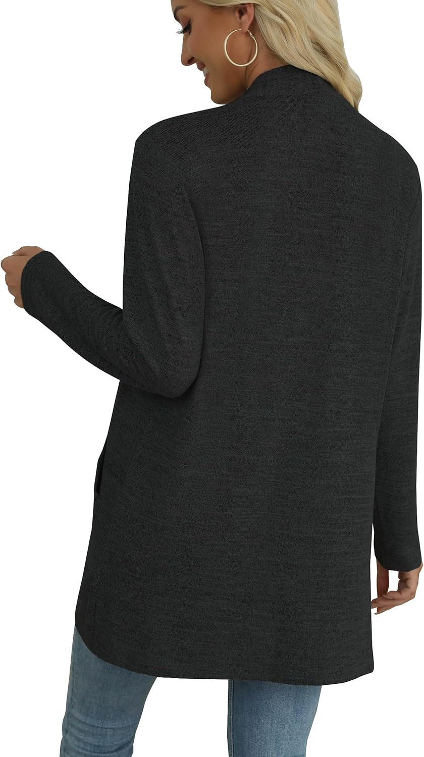AYIFU Women's Lightweight Cardigan Long Sleeve Sweater Open Front Casual Fall Cardigans with Pockets - Image 2