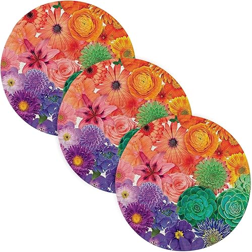 Miniatura 1 de Coloridas flores que absorben el agua caliente tapetes salvamanteles para platos calientes, soporte para platos para estufa, protección de