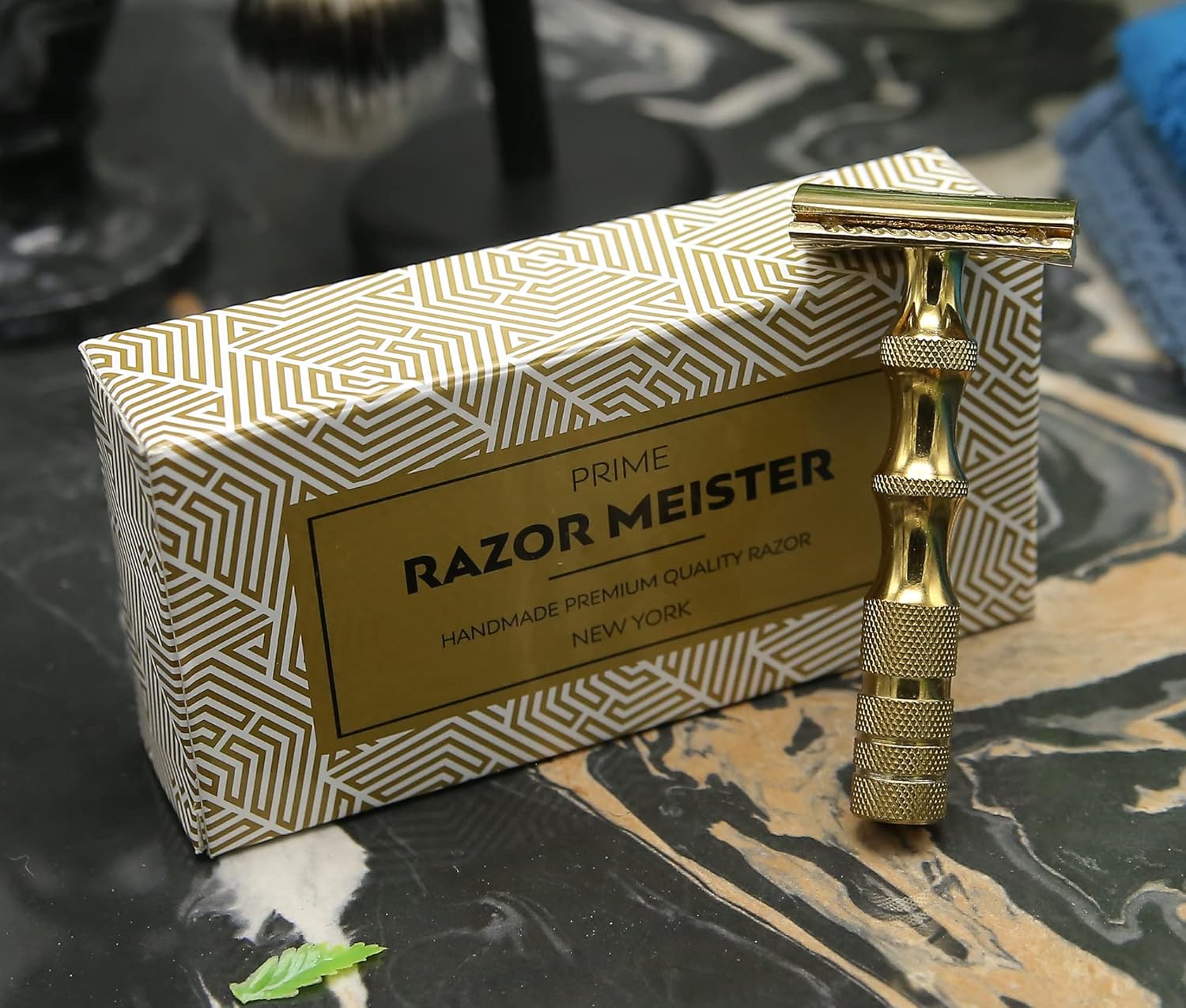 GOLD Double edge Safety razor 50 Razor Blades RAZOR MEISTER PRIME