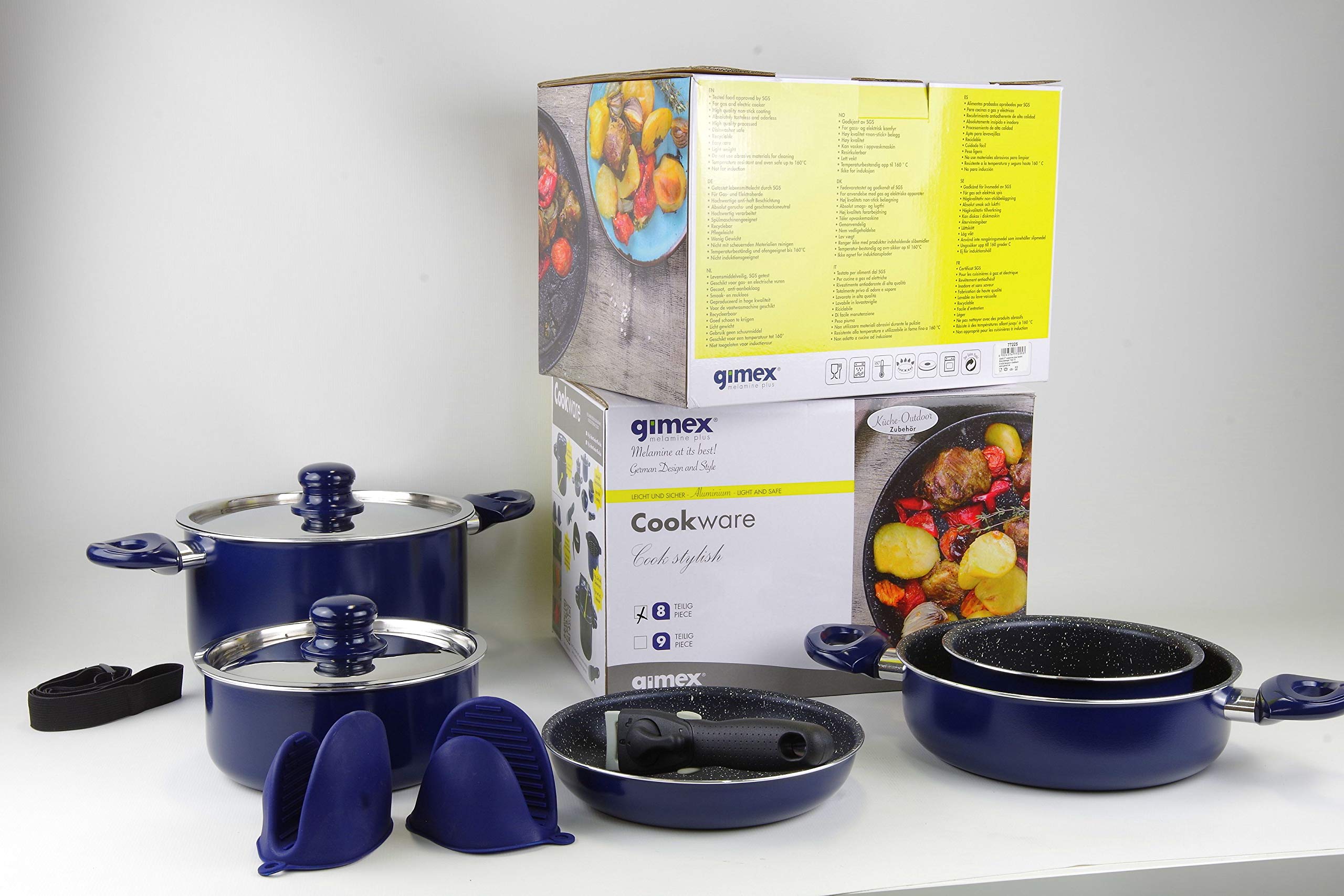 Gimex - Ensemble batterie de cuisine - Induction - 8 Pièces - Bleu