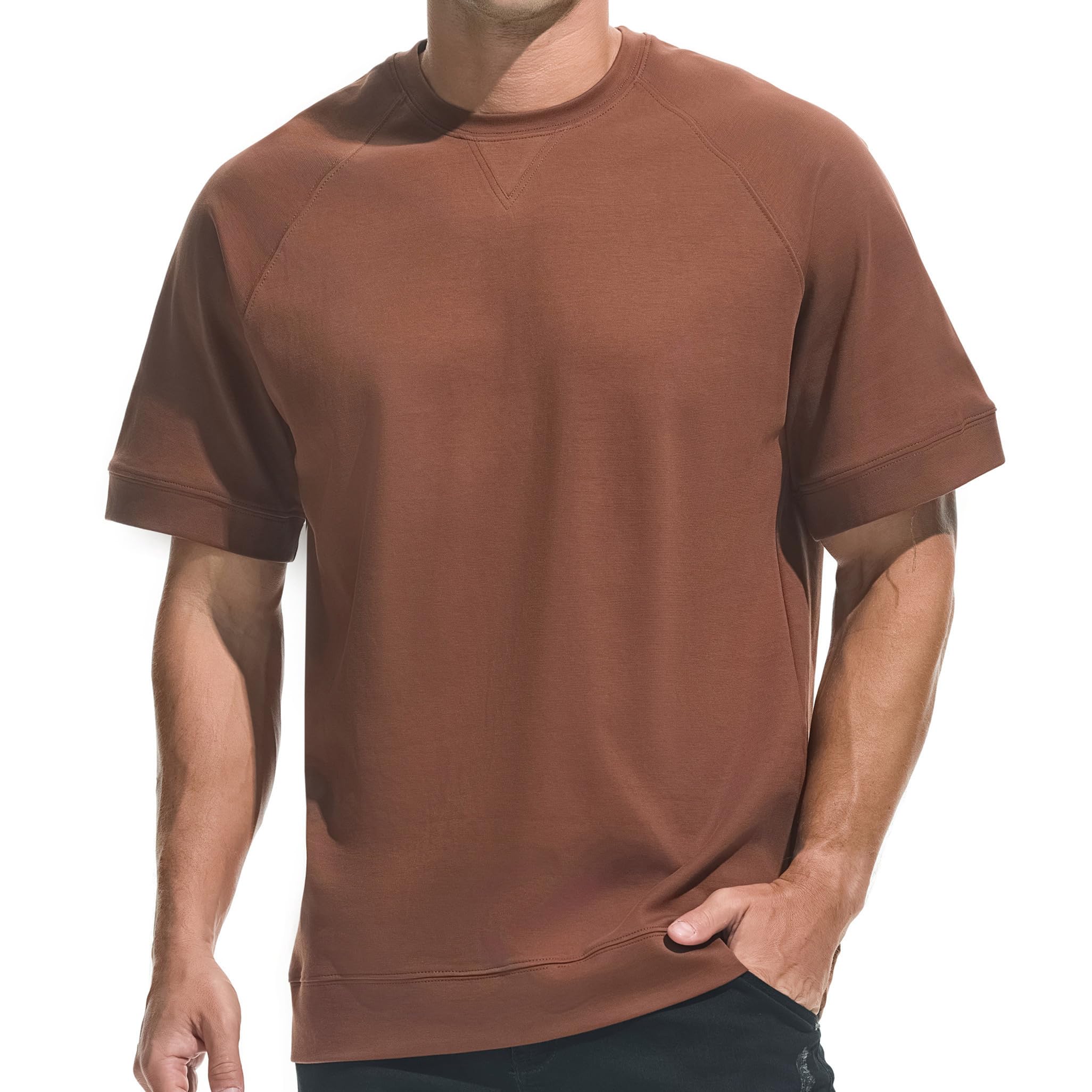 VEIISAR Premium Herren T-Shirt mit Raglan-Schnitt - Vorgewaschener 220g Mikro-Piqué Baumwollmix (83% Baumwolle) - Formbeständig mit Stretch - Verstärkter Rundum-Saum & Ärmelbund für Sport & Casual