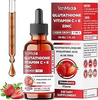 Liposomal Glutathione Supplement - 7in1 Liquid Drops with Zinc, Vitamin C, Vitamin E, Phosphatidylcholine, Hyaluronic Acid, and Aloe Vera - Vegan, Non-GMO - 30ml 1 Fl Oz