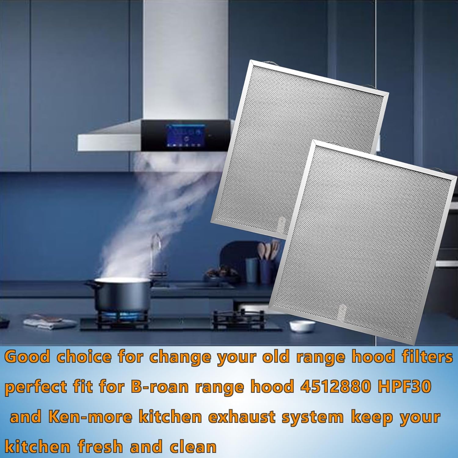 S99010430-002 for N-utone Kitchen Exhaust Fan Filter Replacement Parts Compatible With B-roan N-utone HPF30 HPFA3A36 4512880 and Ken-more Range Hood Filters by Size 13.88" X15.75" 2pack