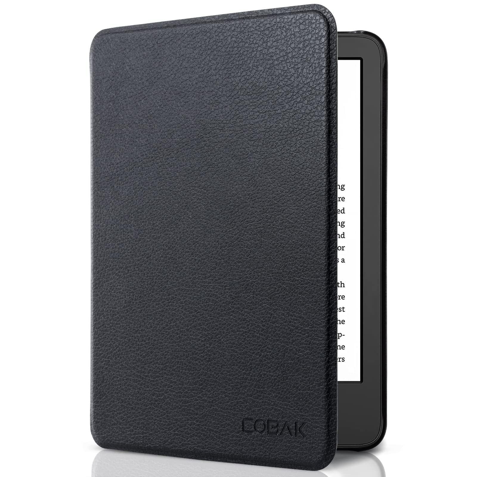 CoBak Case for All New 6 Inch E-Reader 2024 and 2022 (11 Generation) - PU Leather Smart Cover, Auto Sleep and Wake, not Compatible with Kobo Clara,Black Pebbled