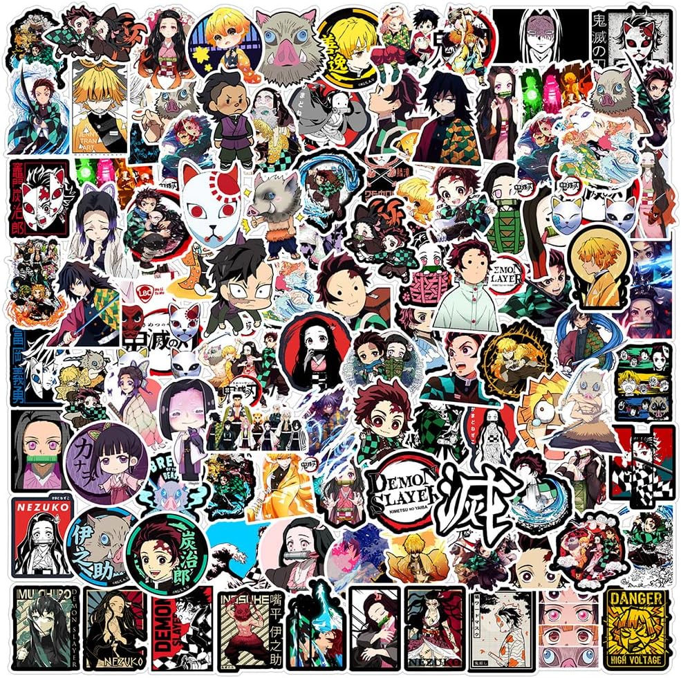 Hilloly Demon Slayer Stickers, 100 Pieces Demon Slayer Stickers Demon Slayer Stickers Demon Slayer Graffiti Sticker for Water Bottle Car Bicycle Bumper