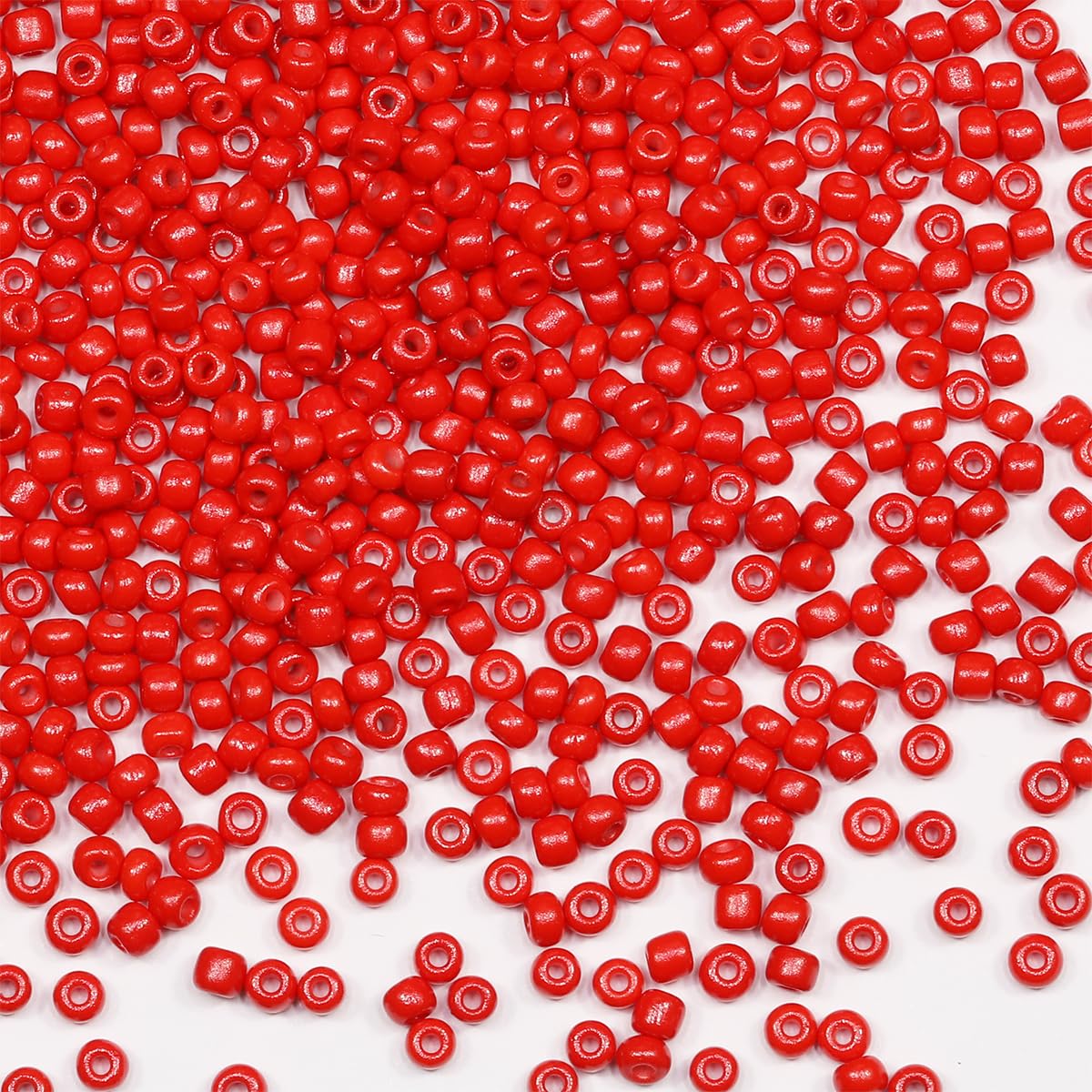 Seed Beads 200 Grams About 6500pcs, 3mm 8/0 Red Glass Craft Beads for Making Earrings, Bracelets, Pendants, Waist Jewelry,DIY Handmade Seed Beads (Red)