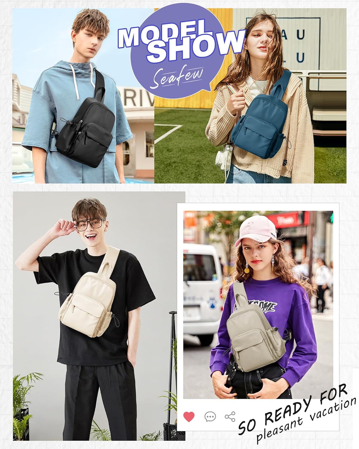 Crossbody Sling Backpacks Sling Bag for Men Women, Small Shoulder Backpack, Anti Theft One Strap Motorcycle Backpack, Mini Tactical Chest Bags Daypack for Casual Travel Hiking Gym Outdoor Sports Black - Image 7