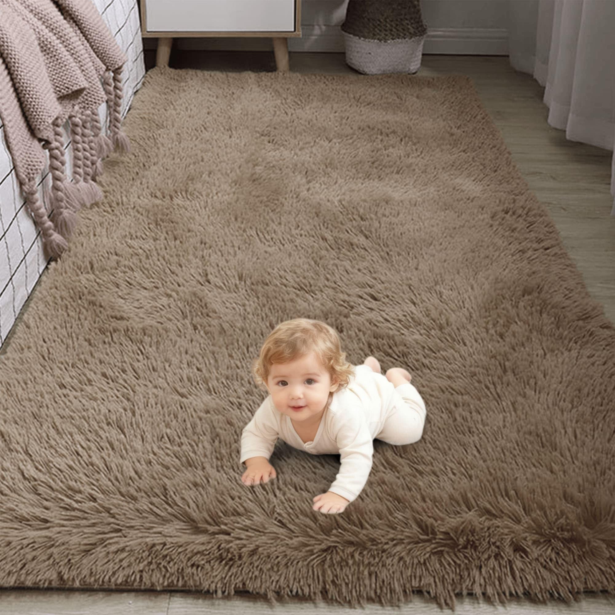 Tapis de canape moelleux style moderne chameau 290 x 380 cm de haute qualite