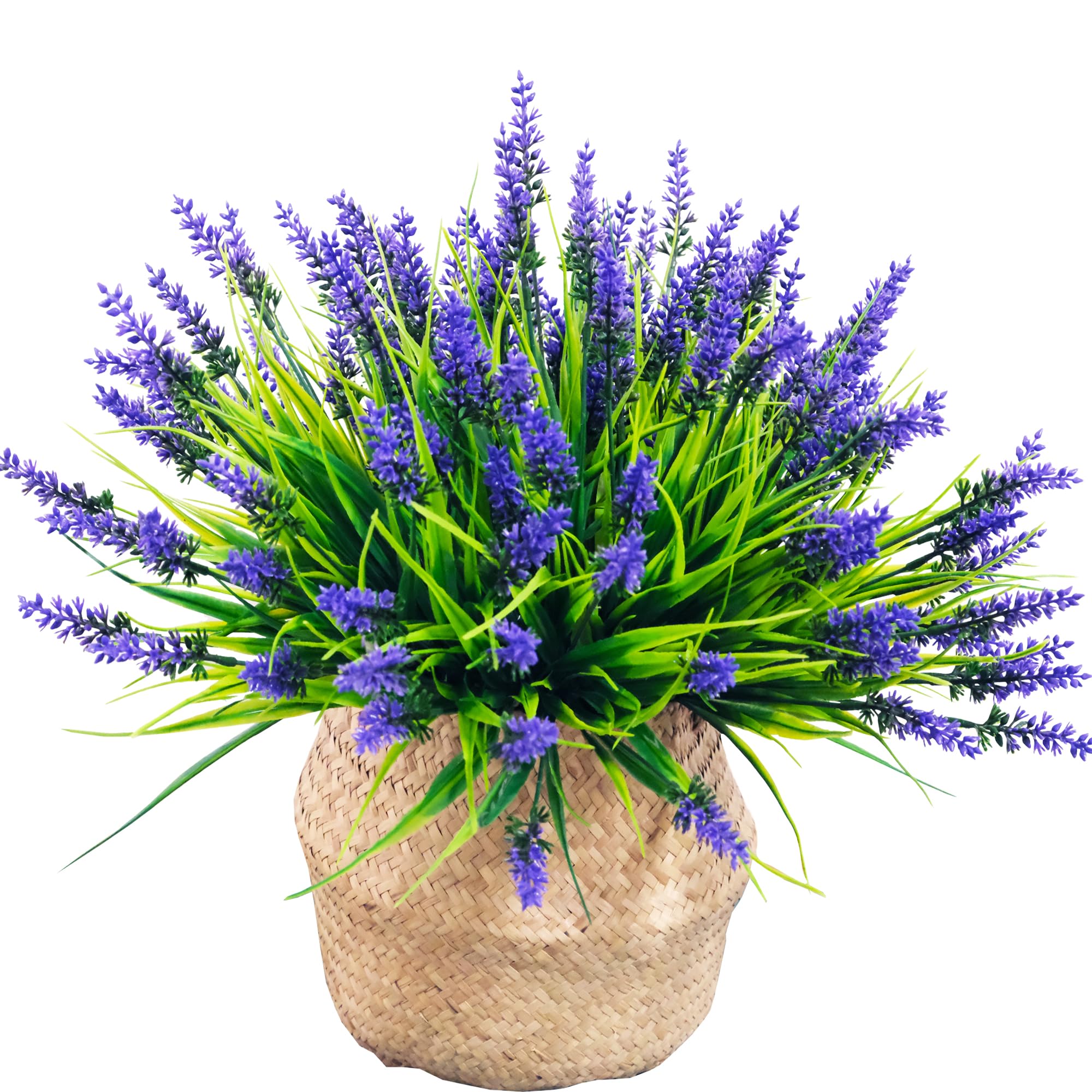 22 piezas de flores artificiales para exteriores, resistentes a los rayos UV, lavanda, plantas de vegetación falsas con flores moradas para decoración de macetas para ventana, jardín, patio, 4