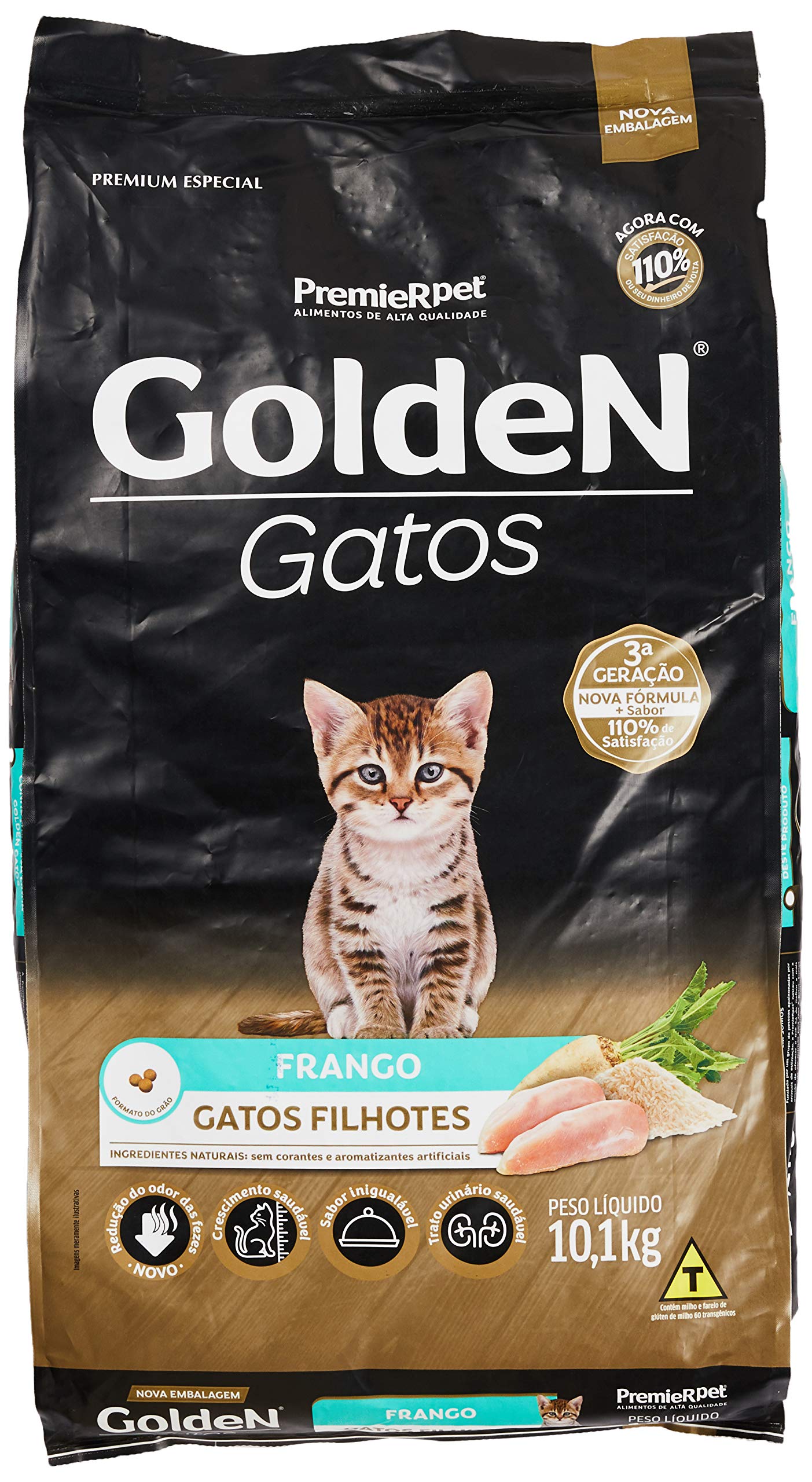 Ração Golden Gatos Filhotes Sabor Frango - 10,1kg Premier Pet Filhotes