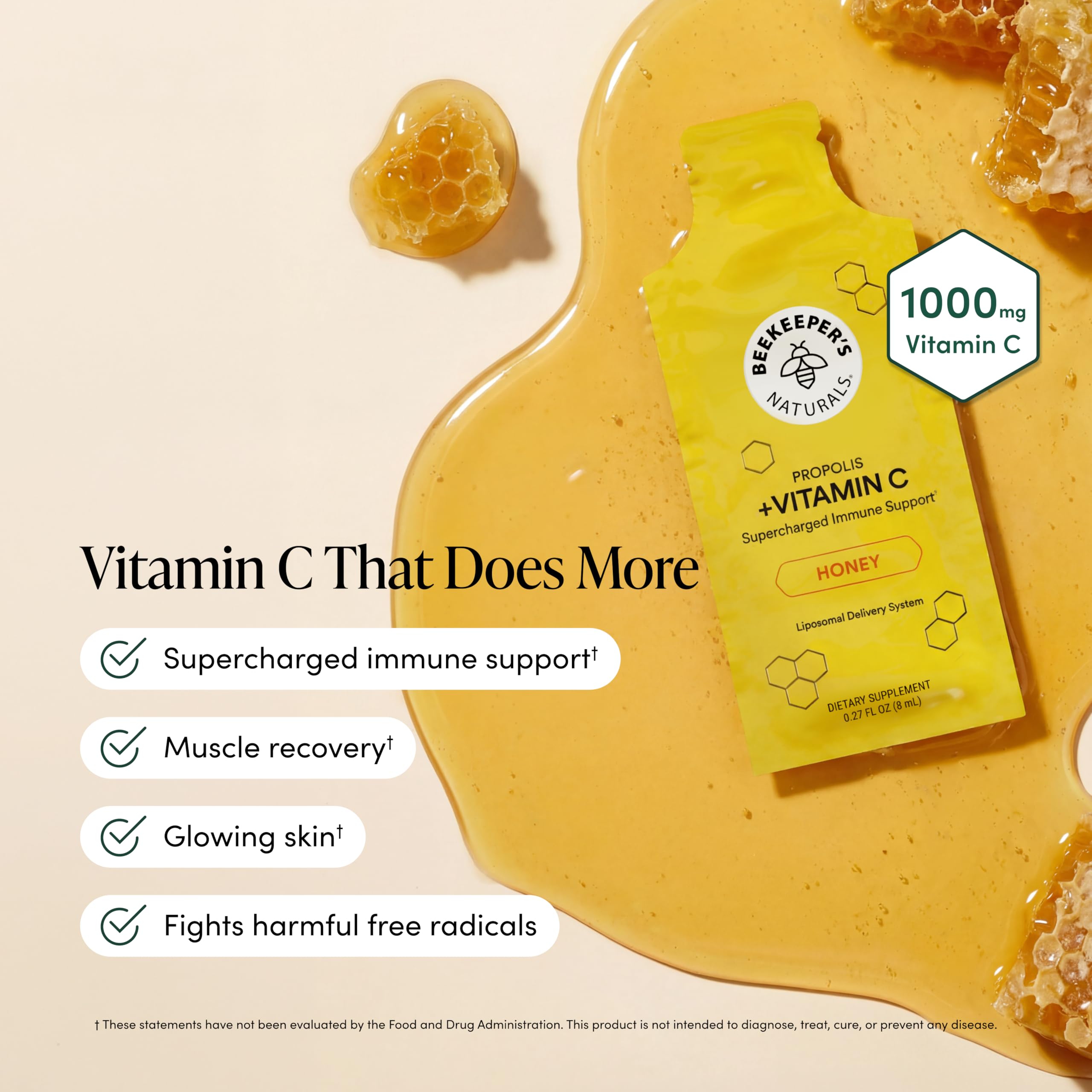 Beekeeper's Naturals Liposomal Vitamin C (1000mg) + Propolis Packets, 12 Ct — Amazon image 2