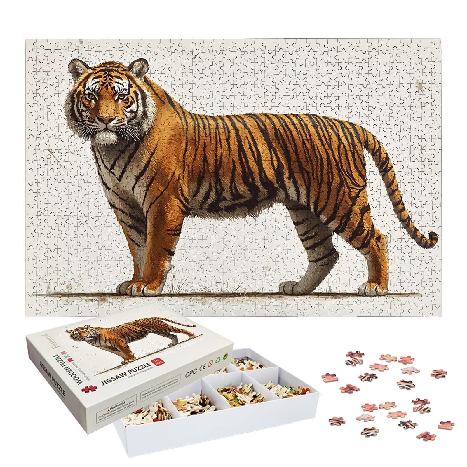 Puzzle 1500 Pièces Tigre, Puzzle 1500 Pièces Adultes et Enfants, Puzzles Bois avec Une Boîte d'emballage Exquise, Jeu Éducatif Puzzles Animal, Decoration Maison, Cadeau Femme, Cadeau Homme, -7105