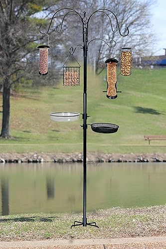 Miniatura 6 de Ashman Deluxe Premium - Estación de alimentación para pájaros, 22 pulgadas de ancho x 91 pulgadas de alto (82 pulgadas sobre el suelo), color negro