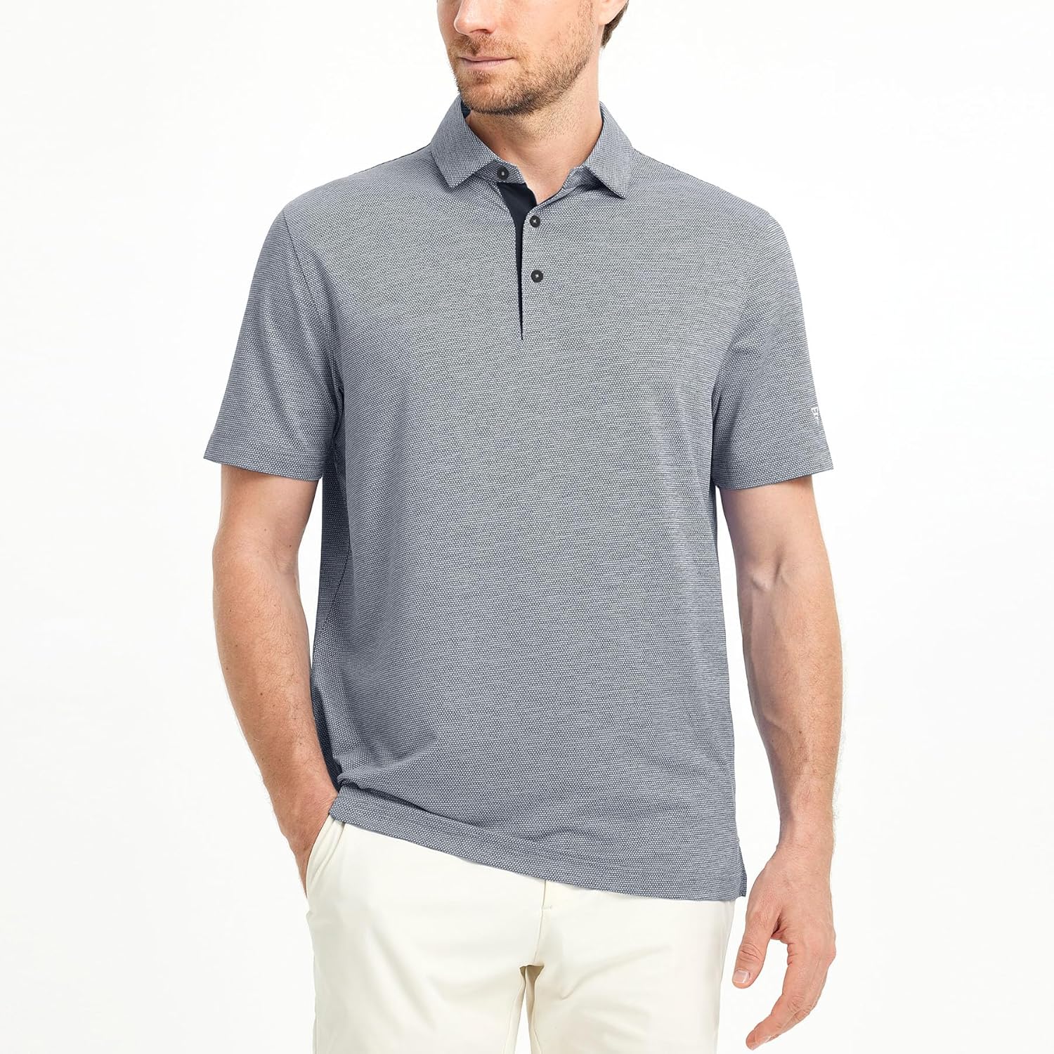 M MAELREG Golf Shirts for Men Dry Fit Short Sleeve Performance Moisture Wicking Heather Jacquard Active Mens Polo Shirts - Image 2