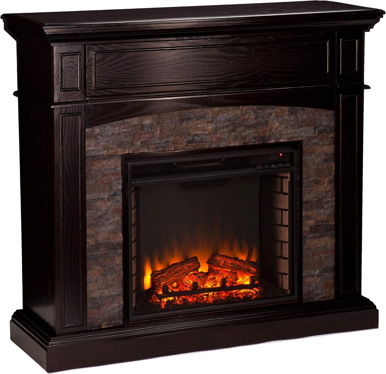 SEI FURNITURE Grantham Faux Stone Corner Electric Media Fireplace