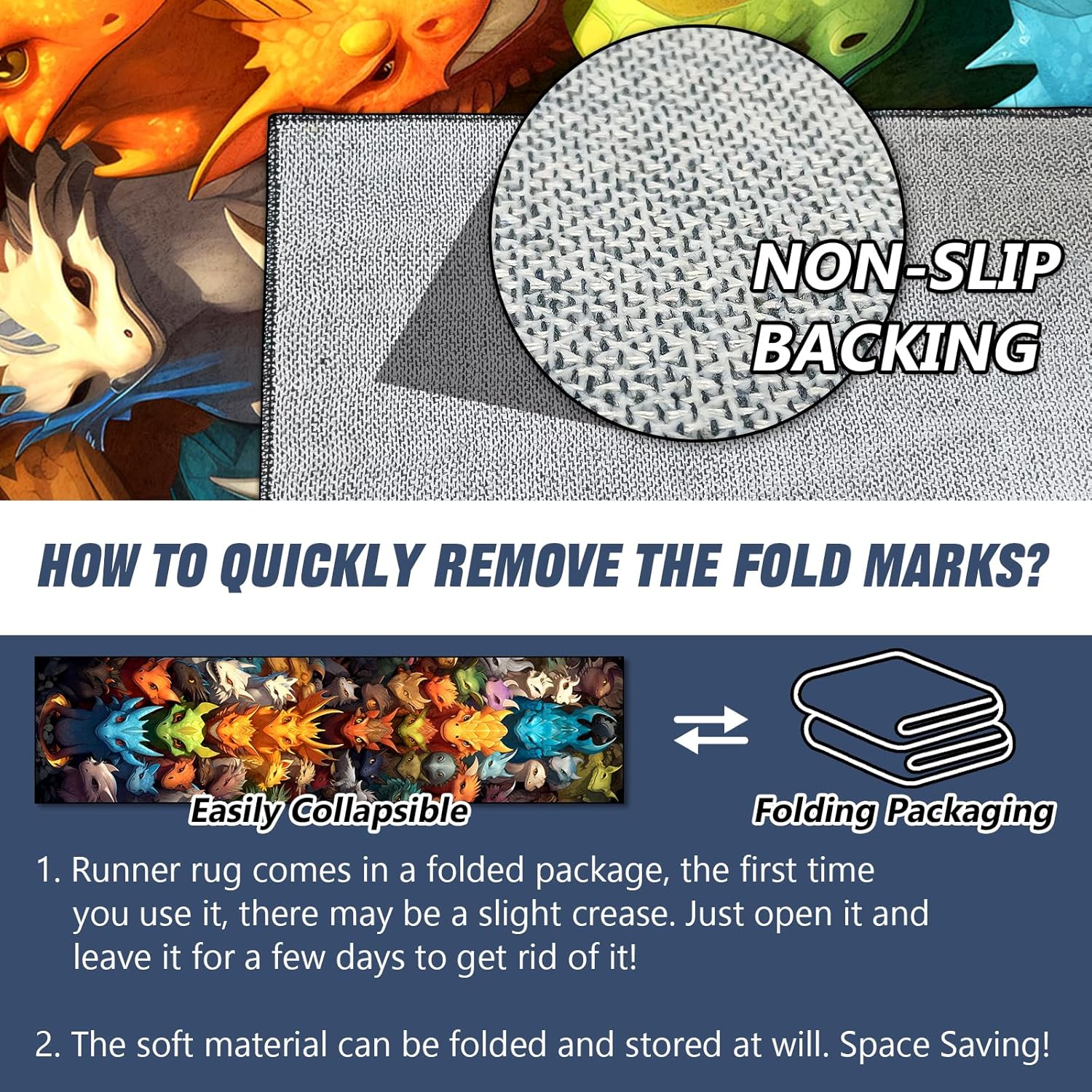 Washable Corridor Runner Rug, Non-Slip Dinosaurs Hallway Rug Runner with Upgrade Rubber Backing, Stain Resistant Faux Wool Distressed Carpet Runner for Bedroom Kitchen Laundry Entrance(94.5" x 23.6")