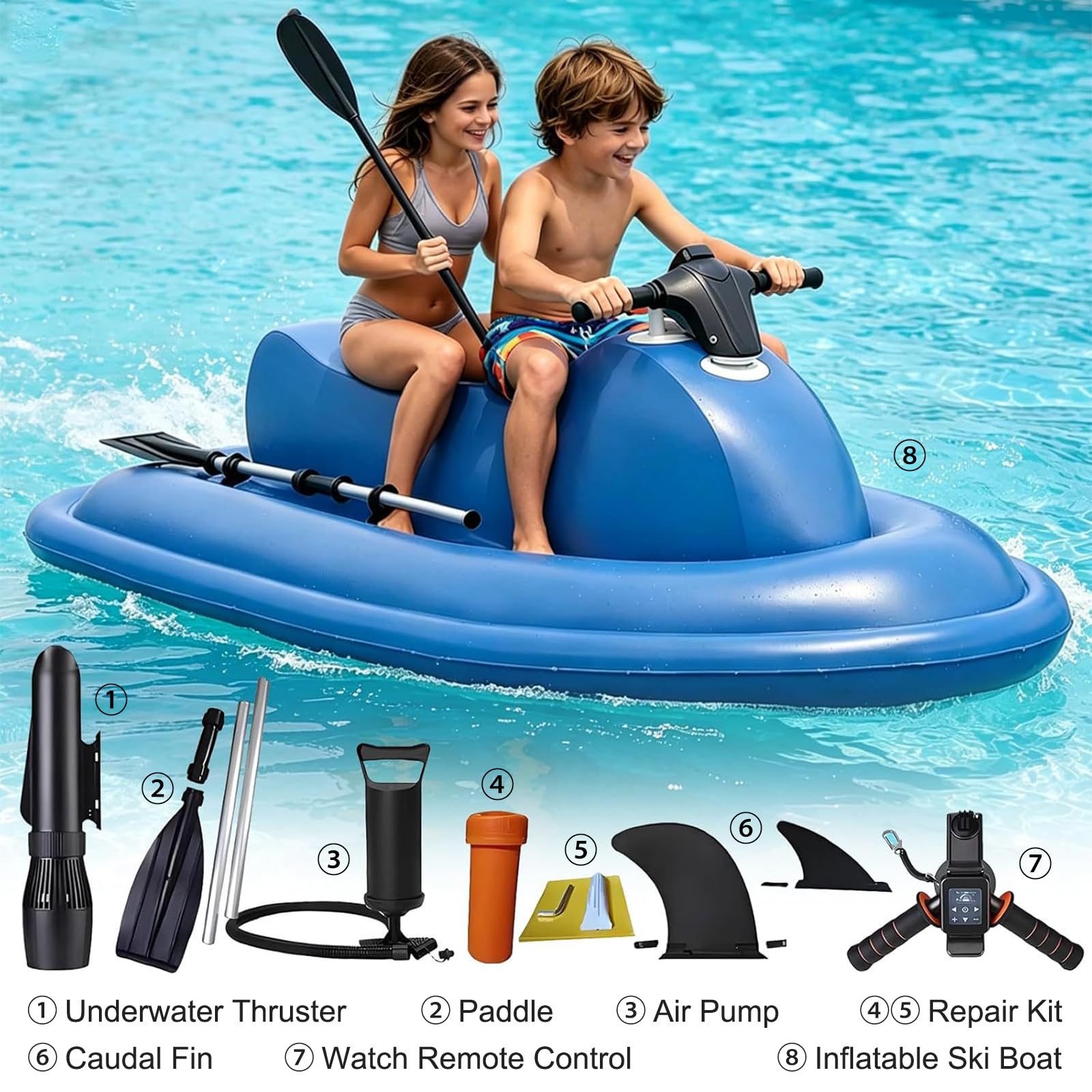 Bateau Gonflable et Scooter sous-Marin, Planche de Surf électrique pour Adulte, Charge Maximale 150 kg, équipement de Plongée en Mer pour Sports Nautiques 500W 10000mAh