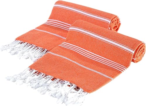 Miniatura 1 de Paquete de 2 toallas de playa turcas 100% algodón, peshtemal, toalla fina para viajes, camping, baño, sauna, playa, gimnasio, piscina, manta de