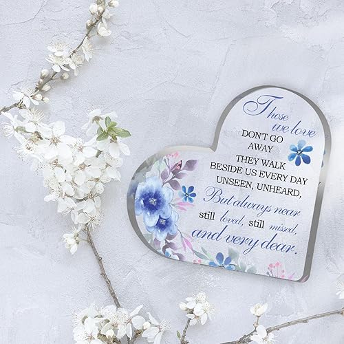 Miniatura 3 de Regalos de condolencias, letrero con texto en inglés "Those We Love Don't Go Away", regalos conmemorativos de duelo acrílico, recuerdo floral,