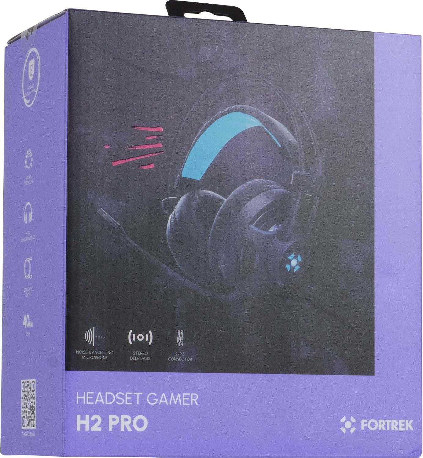Headset Gamer Pro H2 LED Azul Fortrek