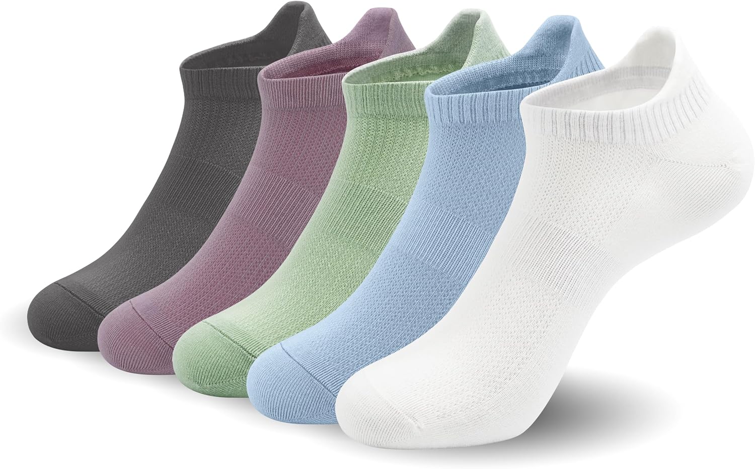 SERISIMPLE Women Ultra Thin Socks Viscose Bamboo Low Cut No Show Ventilating Ankle Anti Odor Arch Support Mesh Socks 5 Pairs