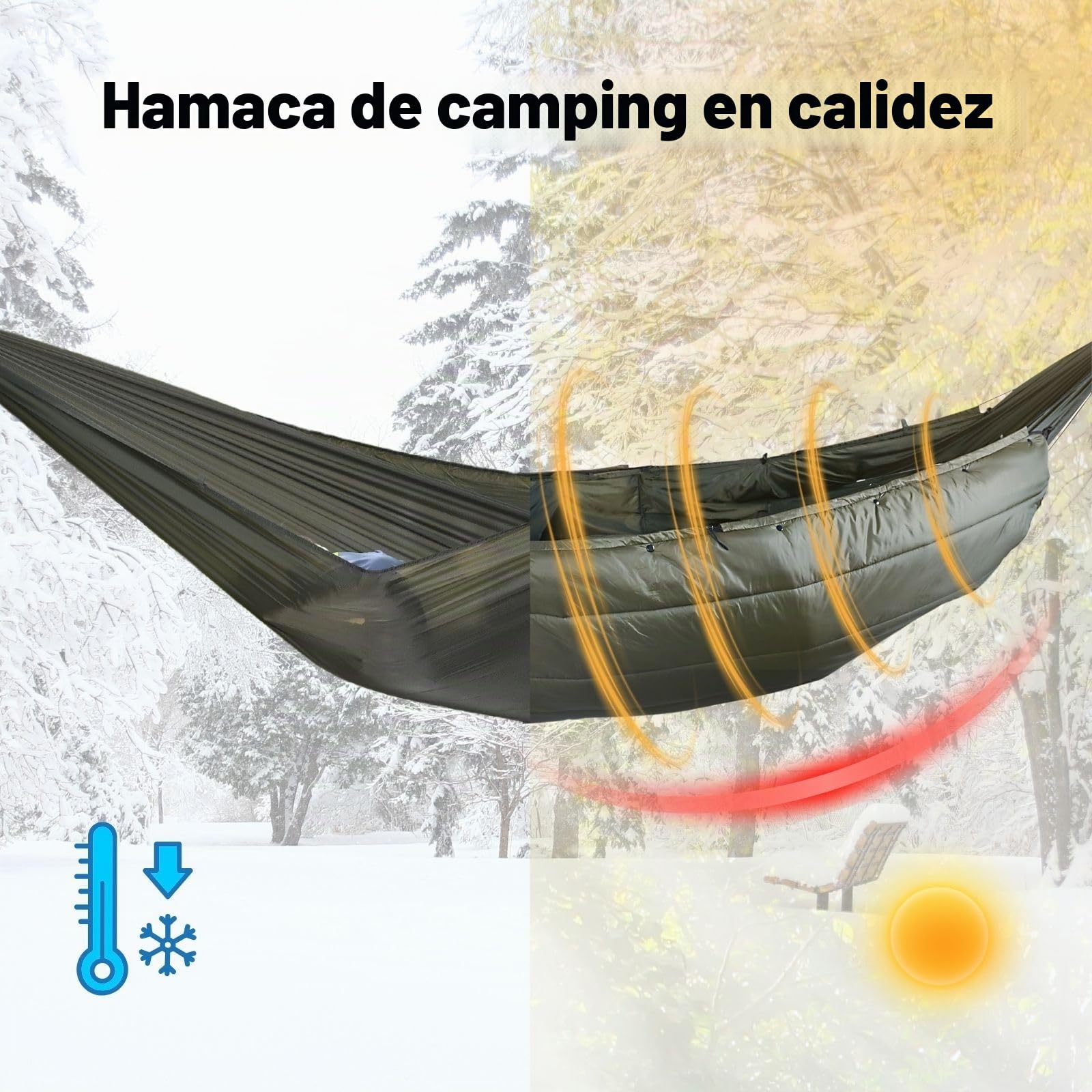 onewind Hamaca de camping, colcha debajo de la colcha con aislamiento para hamaca, camping, colchas Sorona para senderismo, mochileros y viajes, verde OD