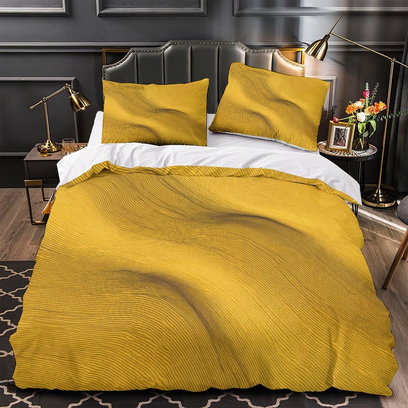 Housse de couette vagues dorées parure de lit 3D moderne pour chambre enfant