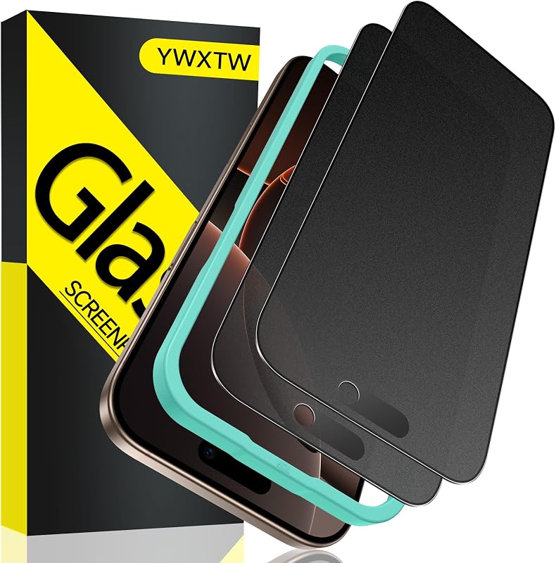 YWXTW 2 Pack Matte Privacy Screen Protector for iPhone 16 Pro Max | 26° Anti-Spy iPhone 16 Pro Max Privacy Screen Protector, Anti-Glare Anti-Fingerprint,Tempered Glass Bubble Free Case Friendly