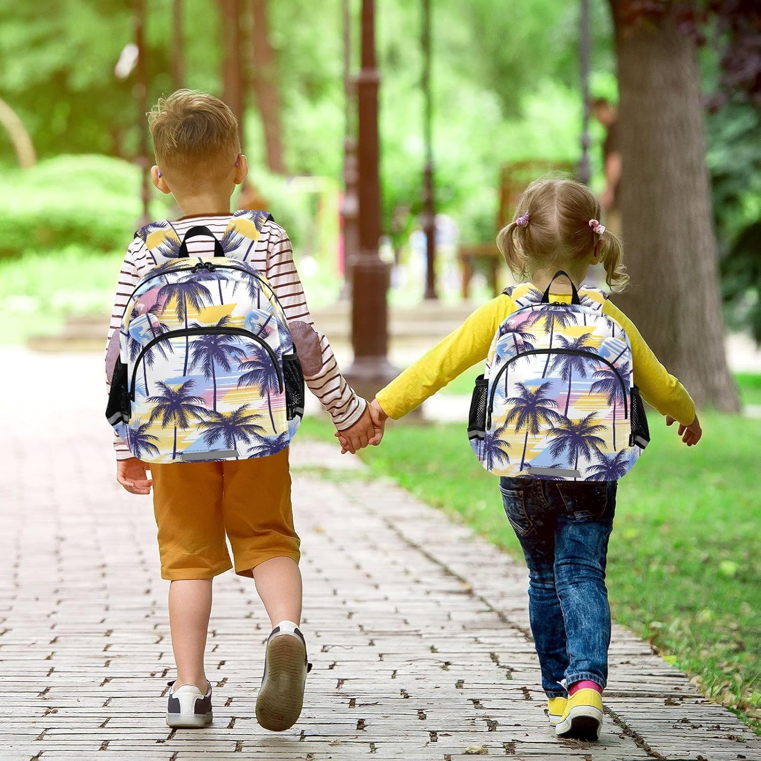 Palm Tree Blue Toddler Harness Backpack for Boys Girls 3-6 Years Kids Backpack with Anti Lost Safety Leash Baby Protection Backpack for Walking Preschool Travel