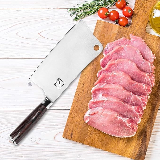 Imarku Cleaver Knife 7 Inch Meat Cleaver - SUS440A Japan High Carbon Stainless Steel Butcher Knife