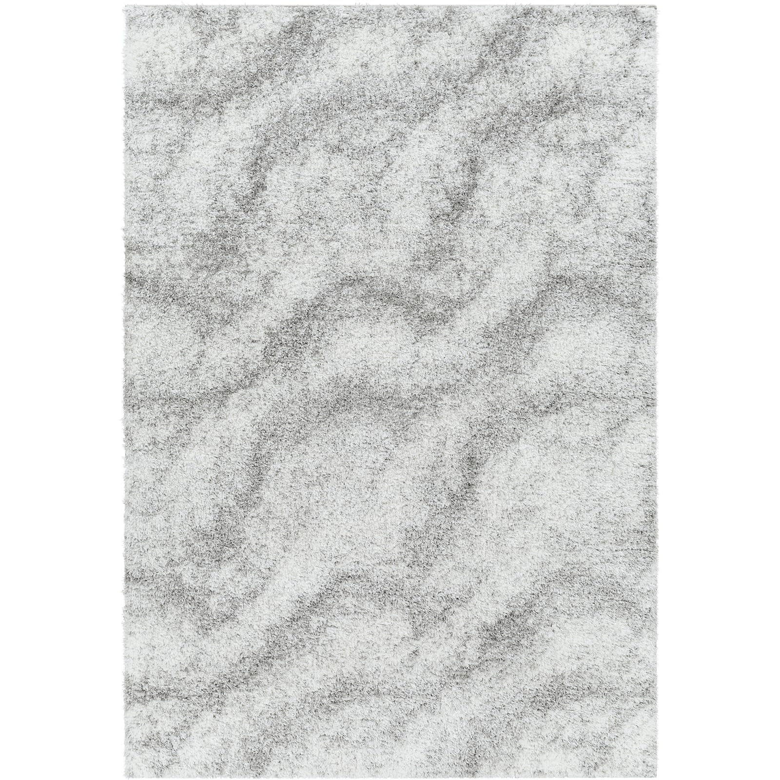 Livabliss Tappeto Shaggy Dili Ampio Tappeto Salotto Moderno, Sala da Pranzo, Morbido Tappeti Shaggy per Camera da Letto, Motivo Astratto Berbero Peloso, leggera da Pulire, 160x220cm Crema e Grigio