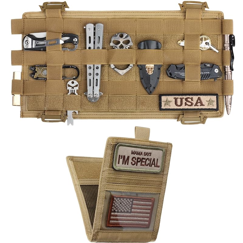 Organizador MOLLE para Para-Sol Automotivo WYNEX com Bolsa de Cartões Removível, Khaki 1, WY-0158K