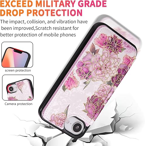 Miniatura 339 de UEEBAI Funda tipo cartera para iPhone 15 Pro Max con tarjetero, cubierta de cuero PU con soporte, bloqueo RFID, doble cierre magnético, relieve de