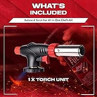 Vista 4 de Chef Master Encendedor de butano, antorcha de cocina recargable, antorcha de cocina, llama ajustable para crema brulee, postres, barbacoa