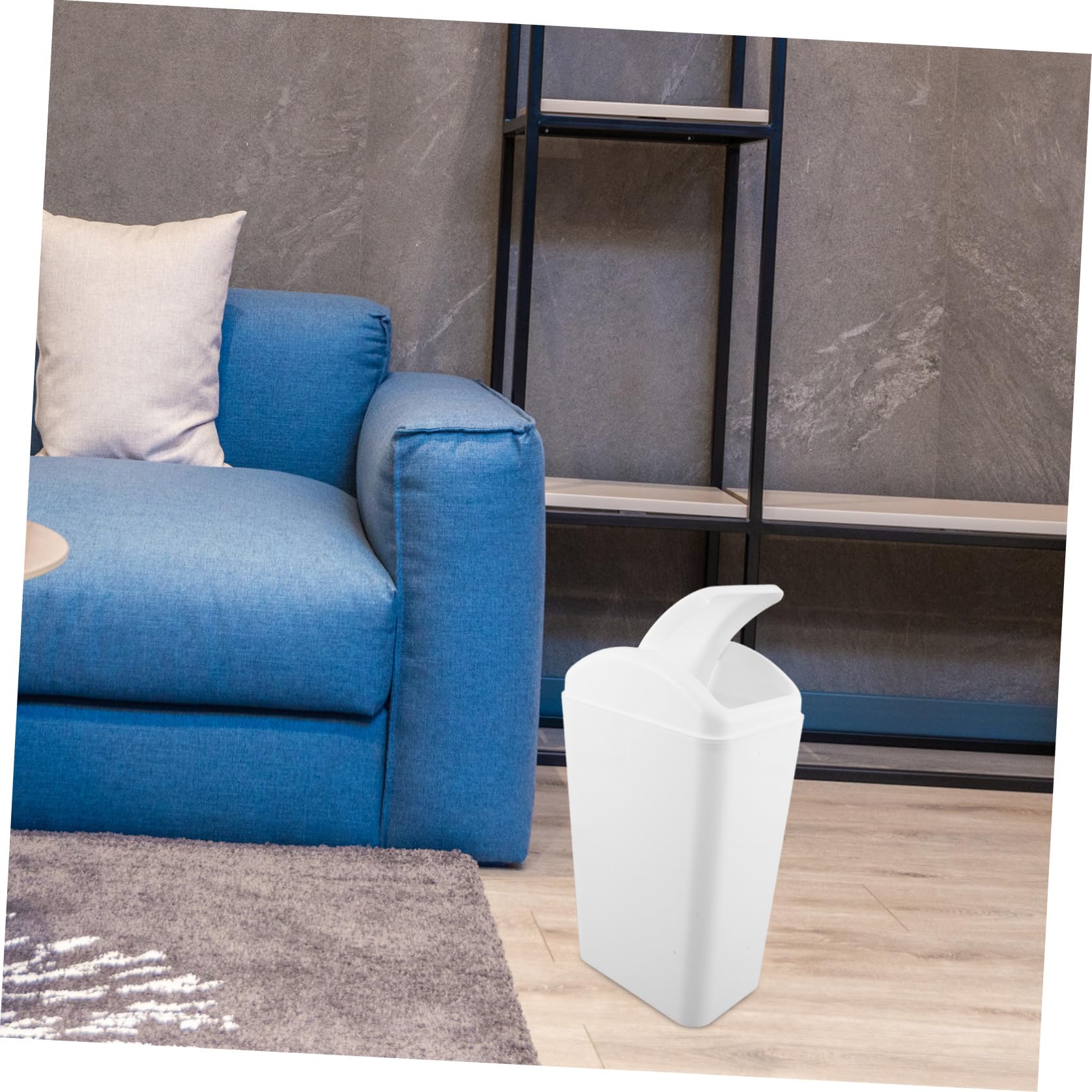 EXCEART Cubo con Gran Capacidad con Tapa Abatible de Basura de Plástico Blanco y Diseño Estrecho y Mecanismo Oscilante que Minimiza Olores para Cocina, Baño y Dormitorio