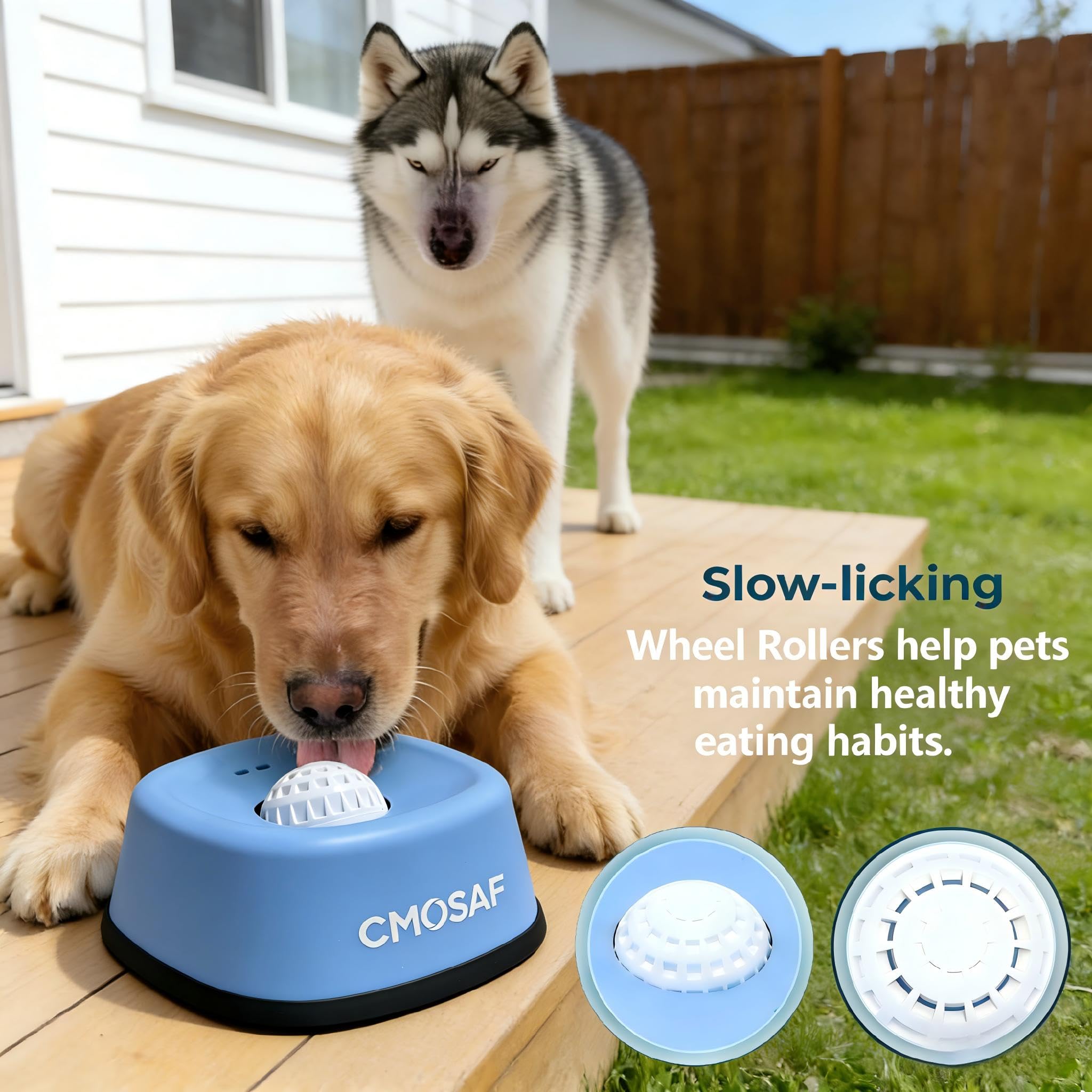 Dog Lick Bowl with Rolling Ball, Slow Feeder Dog Licking Bowl for Liquid Treats Bone Broth Yogurt, Anti-Slip Interactive Lick Toy, Post-op Nutrition & Anxiety Relief for Small Medium Large Breeds - 5